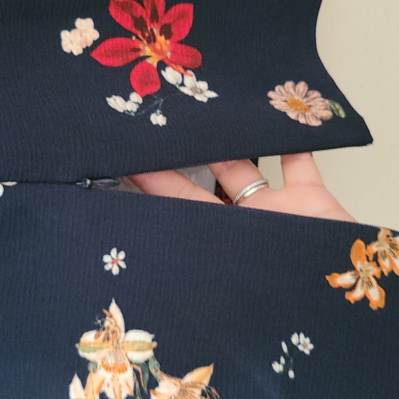 Zara Navy Floral Print XL Open Back Dress - Picture 7 of 7